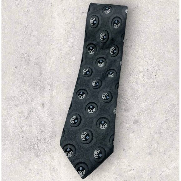 TED BAKER Silk Tie USA Gray Geometric W:3.5" EUC - Picture 1 of 6